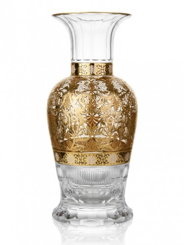 ボヘミアガラス モーゼル 花瓶 hand painted and gilded