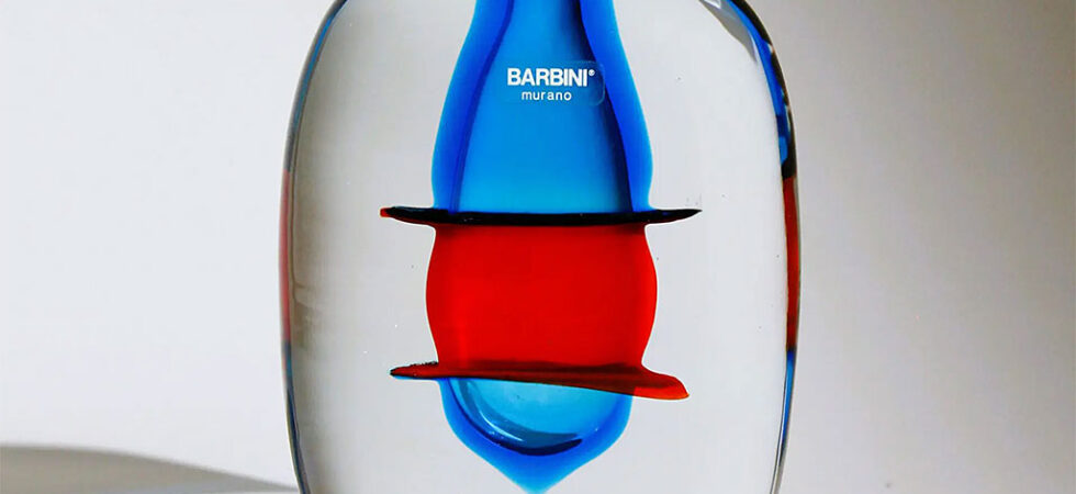 ヴェネチアガラス アルフレッド・バルビーニ 花瓶・オブジェ「Strati Rotondo Sasso」 ( Venetian Glass Alfredo Barbini Object-Vase “Strati Rotondo” )